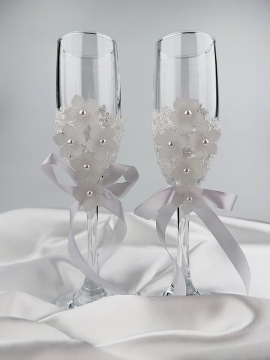 Dekorerade champagneglas | Pearl Blossom
