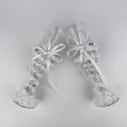 Dekorerade champagneglas | Crystal Bloom