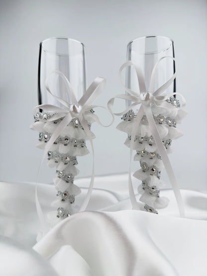 Dekorerade champagneglas | Crystal Bloom