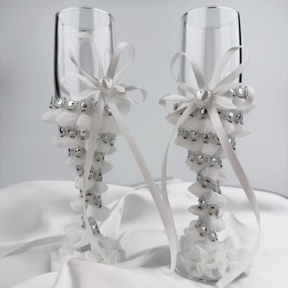 Dekorerade champagneglas | Crystal Bloom