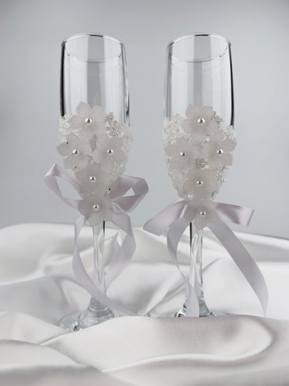 Dekorerade champagneglas | Pearl Blossom