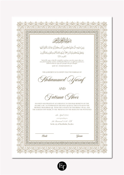 Lyxig Nikkah Certifikat - Mawaddah