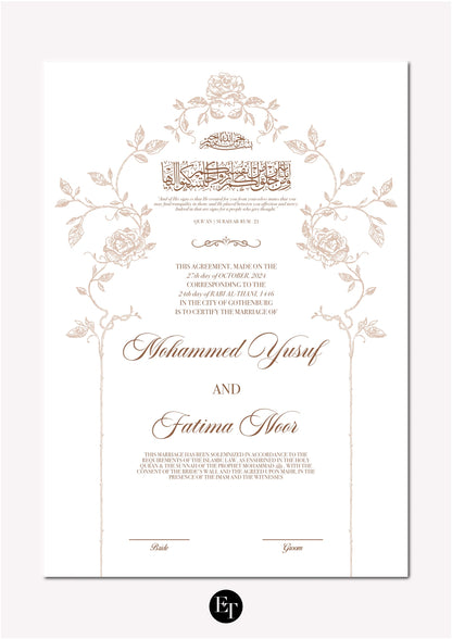 Lyxig Nikkah Certifikat - Noor (Rose Blossom)