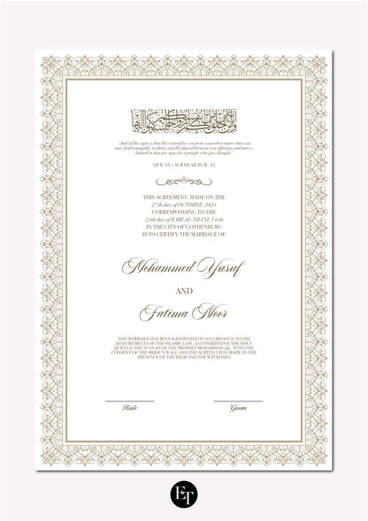 Lyxig Nikkah Certifikat - Mawaddah 3