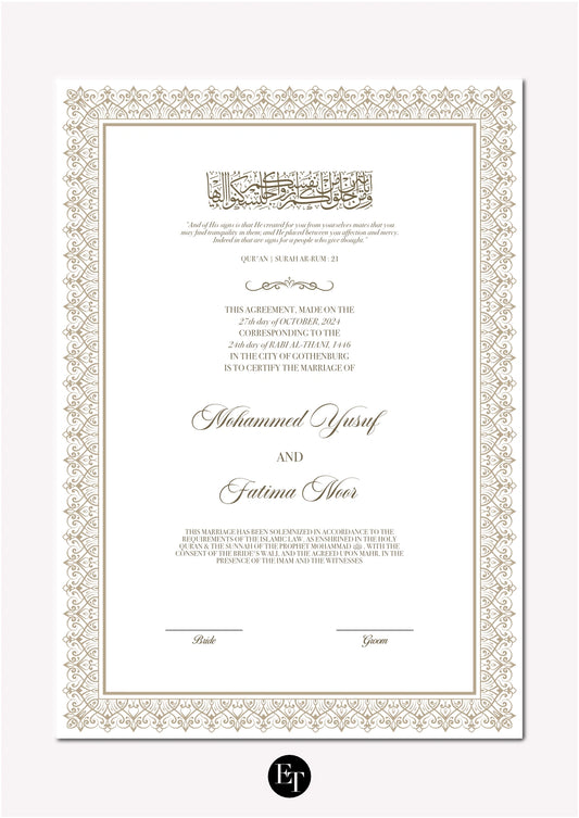 Lyxig Nikkah Certifikat - Mawaddah 3