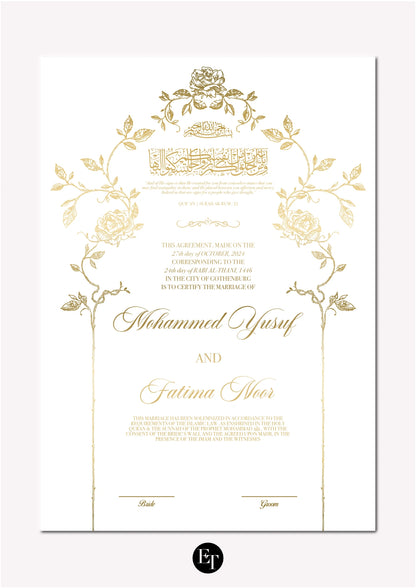 Lyxig Nikkah Certifikat - Noor (Folierad)