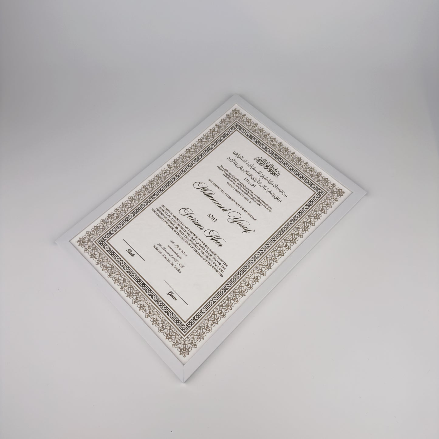 Lyxig Nikkah Certifikat - Mawaddah